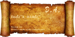 Deák Aldó névjegykártya